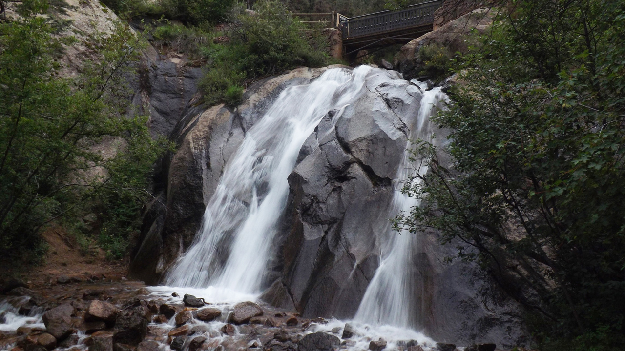 closer shot of waterfall