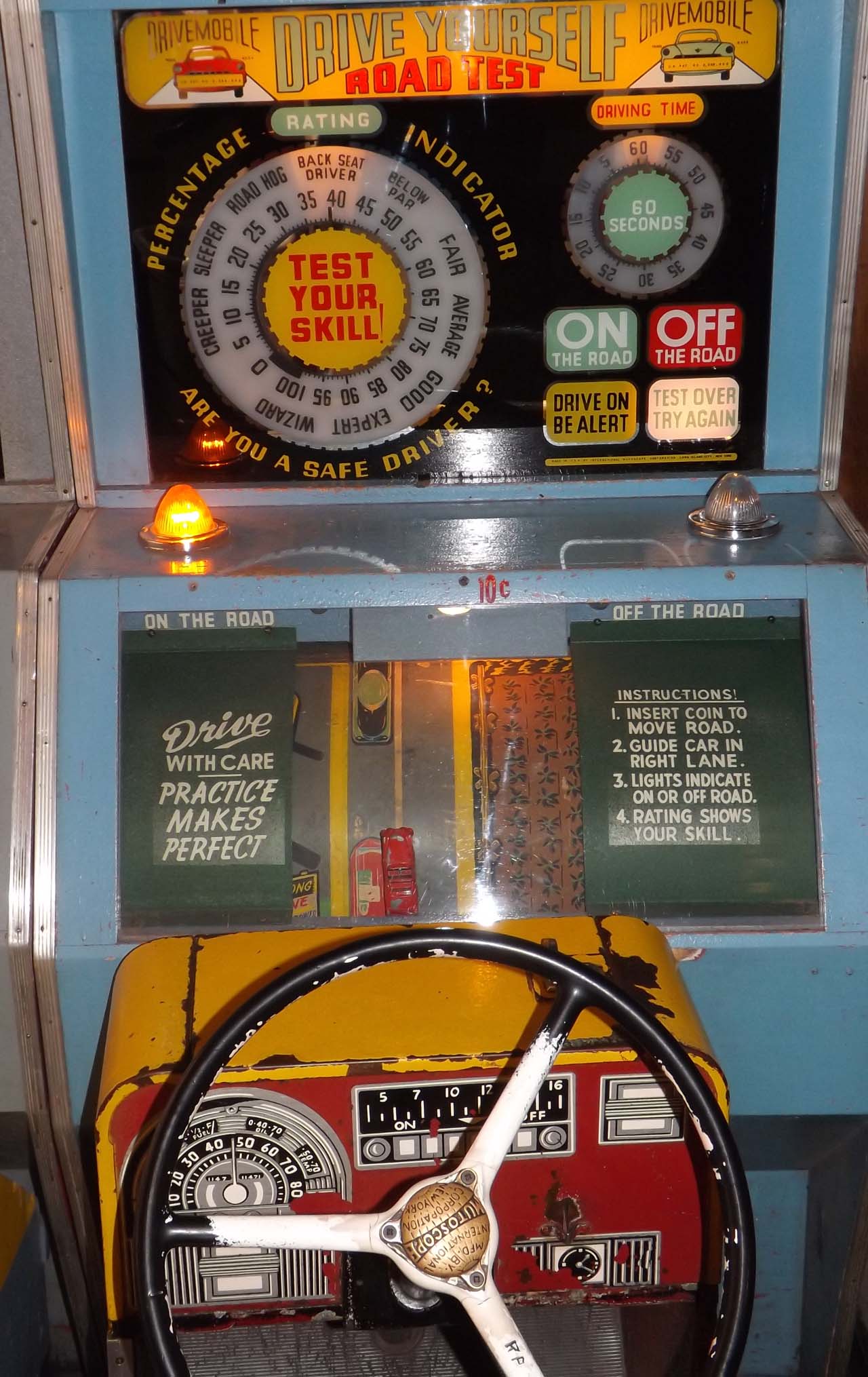 a driving game with a steering wheel